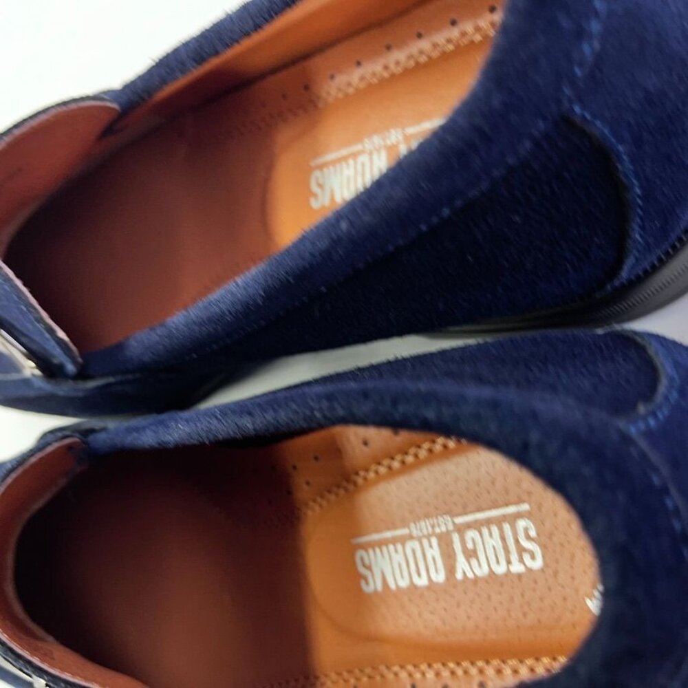 Stacy Adams Mens Neville Moc Toe Bit Slip On Size 8 Blue Suede Prom Party Event - Picture 8 of 15
